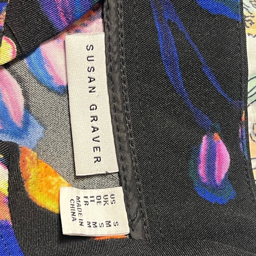 Susan Graver Floral Print Full Zip Bomber Jacket Gold tone zipper pockets Small - Picture 8 of 9